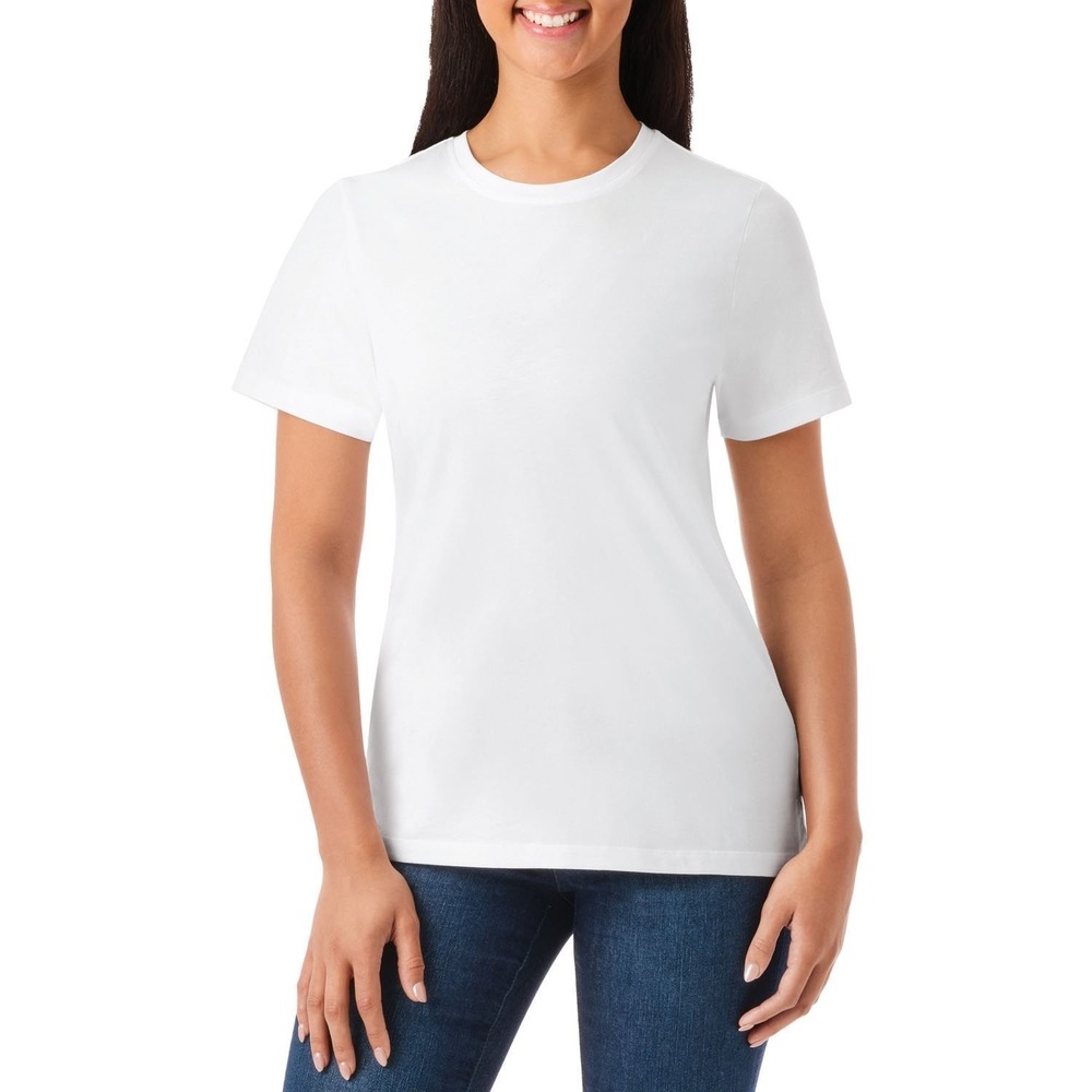 Members Mark Womens Tee Vivid White Size XXL Short Sleeve Crewneck Stretch Soft